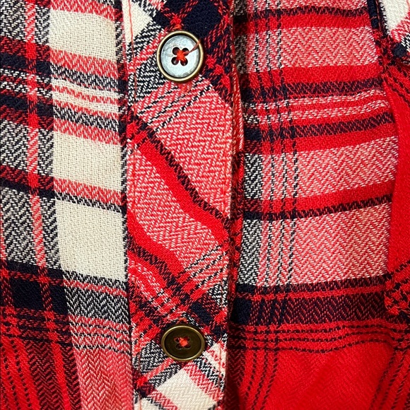 Red Blue and White Plaid Button Down Collard Shirt for Women Soft & Casual - Picture 6 of 11